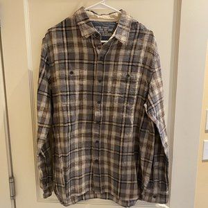 New True Grit Men's Long Sleeve Button Shirt Two Pockets Grey Brown Black